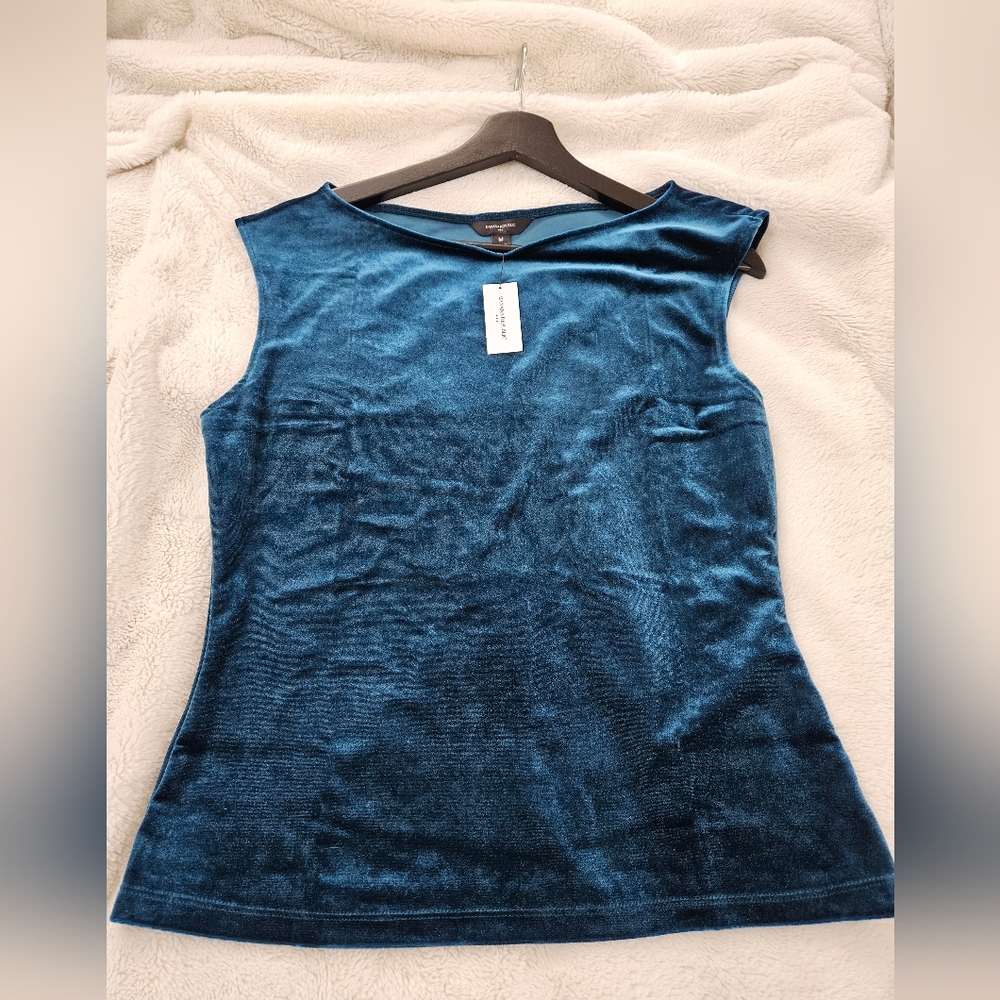 Banana Republic Teal Velvet Cowl Neck Tank Blouse ~M~ NWT! - Picture 5 of 7